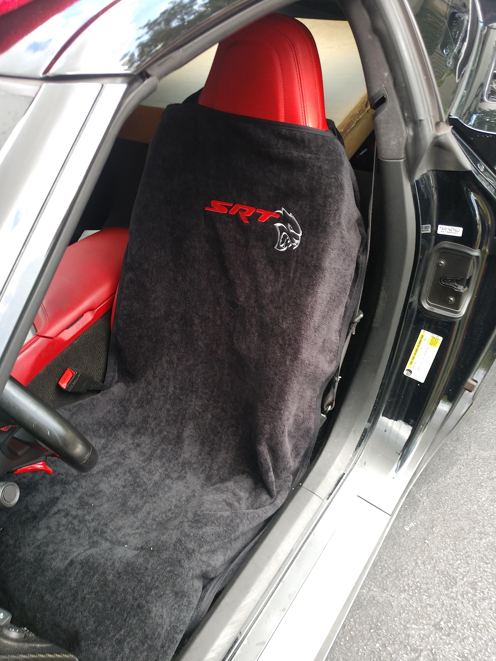 Seat Armour Towel/Seat Cover Compatible with Dodge Charger Challenger Durango Jeep SRT Hellcat Models - 100% Cotton - Drapes Over Seat Headrest