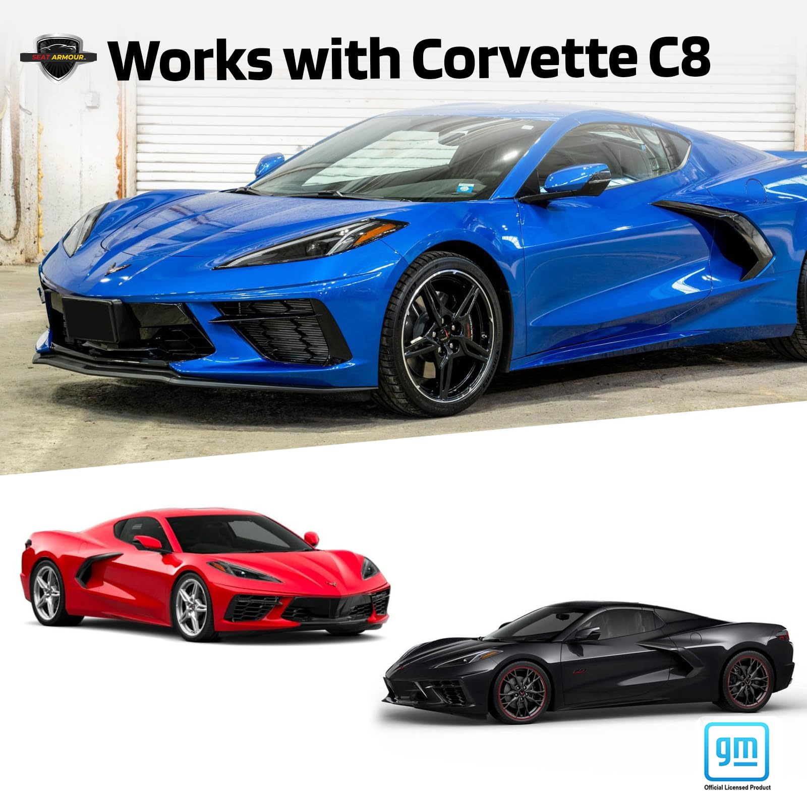 Seat Armour Corvette C8 Blue Seat Cover Towel2GO - Universal Fit Soft Machine Washable - Easy Install, Multipurpose Seat Cover