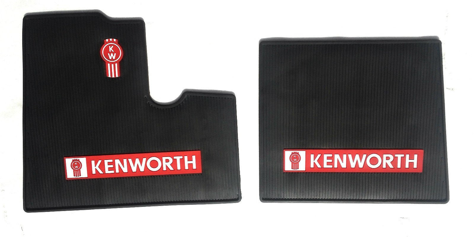 Kenworth OEM Black Rubber Floor Mats w/ Logo Fits All T600 T800 W900 Model Years up to 2000 Model - All-Weather /Terrain