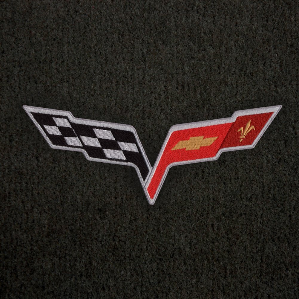 2005-2013 Corvette Convertible Ebony Trunk Mat - Crossed Flags Logo
