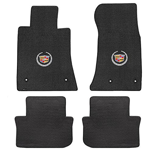 Fits 2013-2016 Cadillac ATS Black Velourtex Front and Rear Floor Mats Crest Wreath Logo