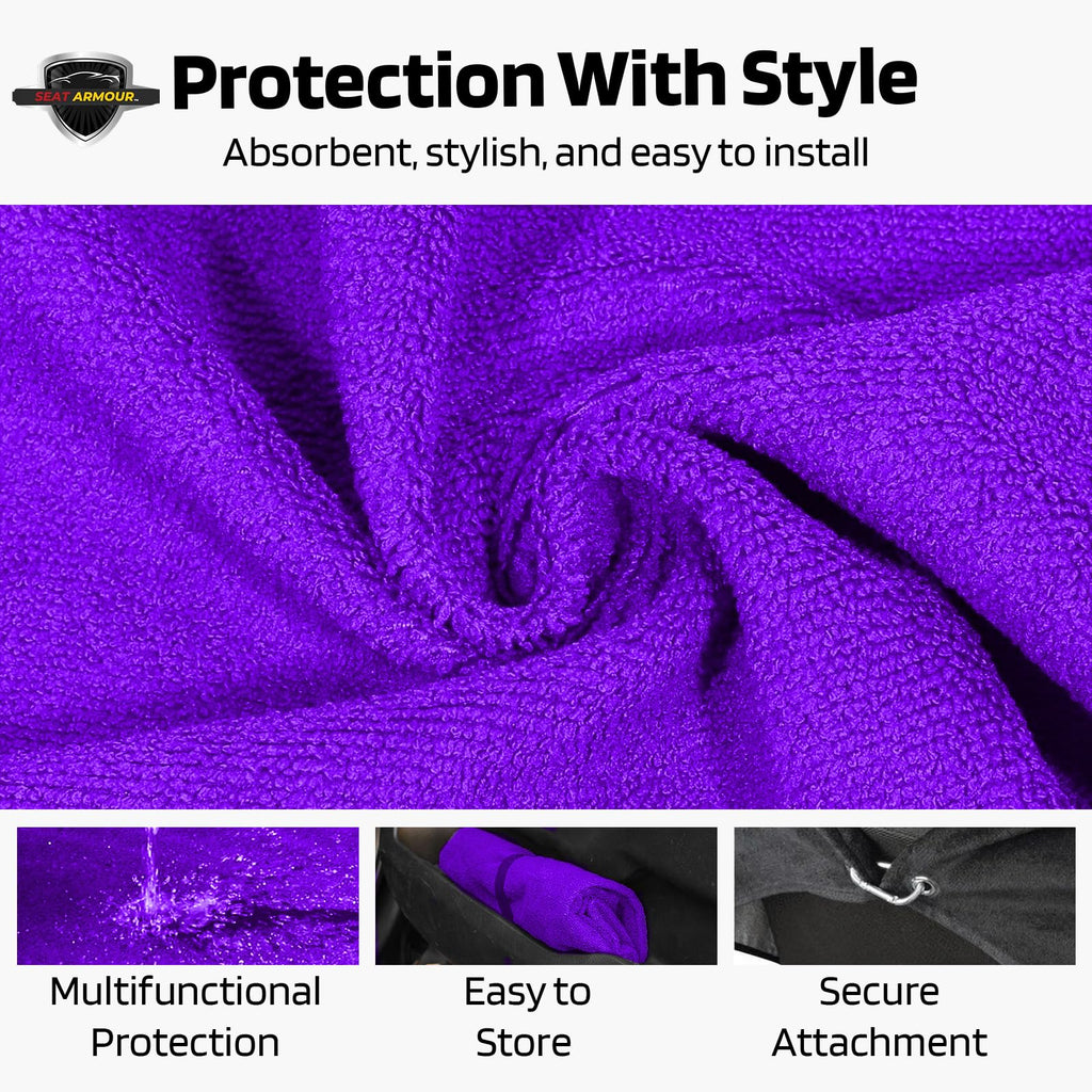 Seat Armour Jeep Seat Towel - Universal Fit Soft Machine Washable Jeep Towel - Easy Install, Multipurpose Towel2Go Seat Cover for Jeep - Purple