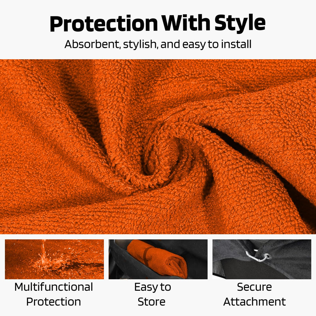 Towel 2 Go Orange Seat Cover with Jeep Wrangler Logo - Soft Machine Washable Car Seat Protector - Easy to Install, Multipurpose Towel