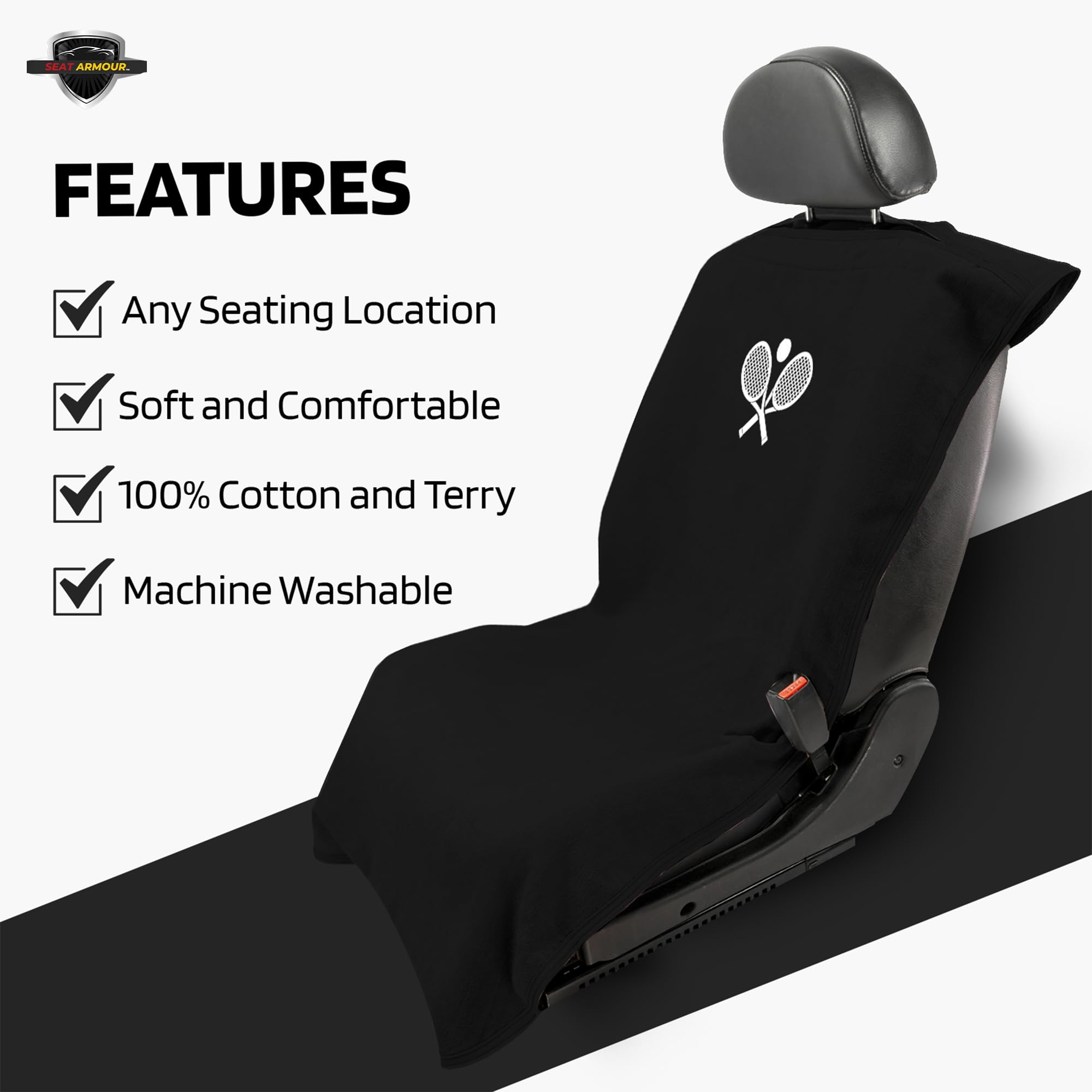 Seat Armour (SA100TRCQB Black 'Tennis Racquet' Seat Protector