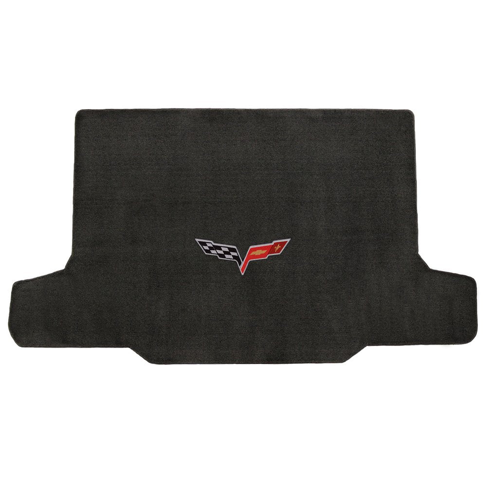 2005-2013 Corvette Convertible Ebony Trunk Mat - Crossed Flags Logo