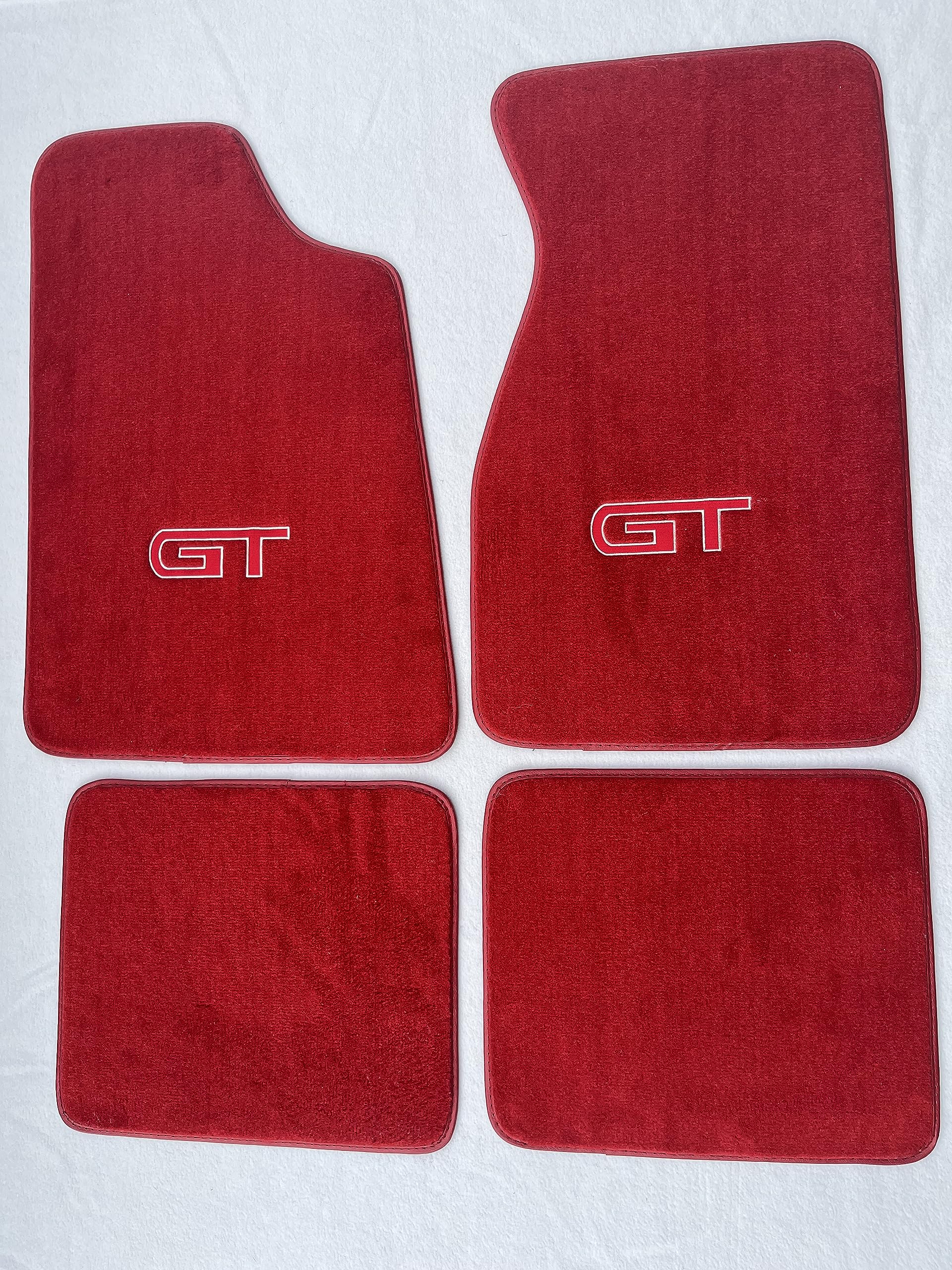 ACC Part Compatible with 1979-1993 Ford Mustang - 4PC Red Carpet Floor Mats with GT Logo on Fronts