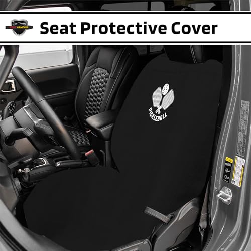Seat Armour Seat Protector Towel – Pickleball Design – Soft Machine Washable Car Seat Cover Towel – Easy to Install, Multipurpose Car Seat Towel – Black