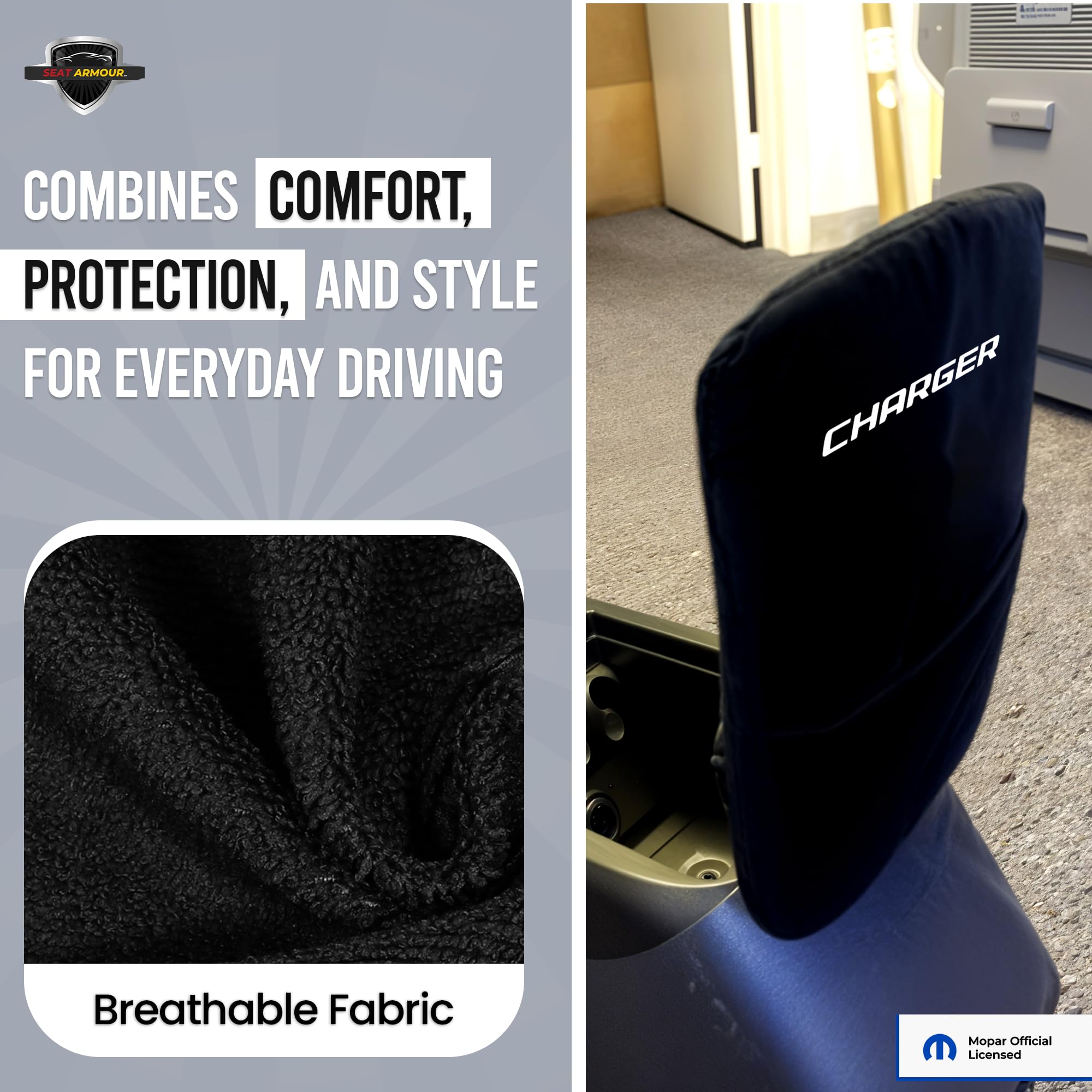 Premium Console Armrest Cover for Dodge Charger (2011-2024) – Soft, Machine Washable Console Lid Protector – Easy to Install, Plush & Durable – Black