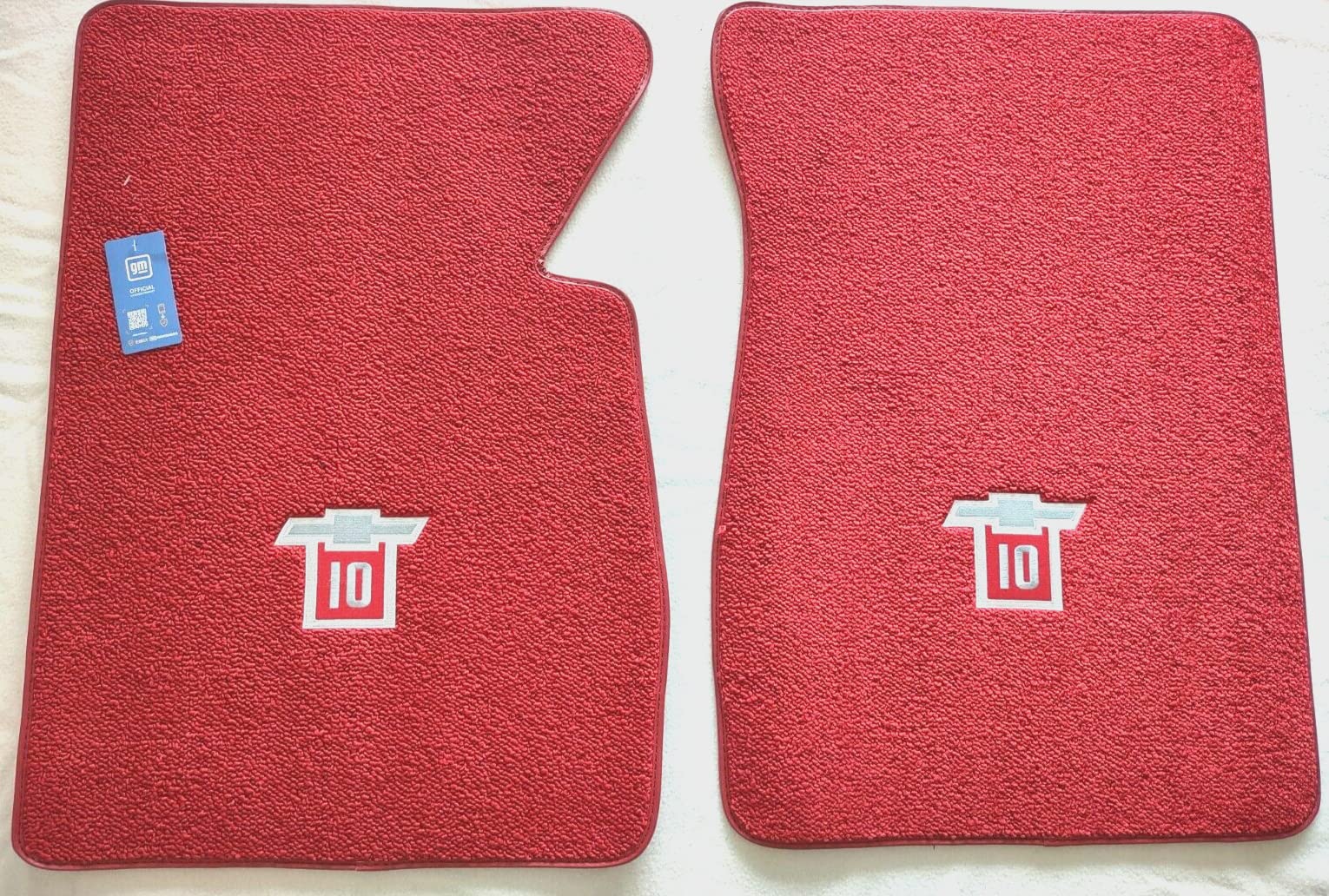 ACC Mats Compatible with Chevy C10 - Logo Red Color Loop Carpet Floor Mats 2PC Front Set for 1960-1970 Chevy C10 Pickup Truck