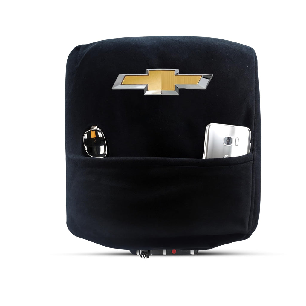 Seat Armour Konsole Armour Center Console Cover with Logo – Compatible with Chevrolet Silverado/Large SUV (2019–2024) Jump Seat Models Only – Black, 100% Cotton, Machine Washable with Organizer Pocket