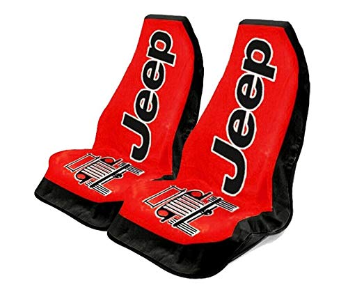Seat Armour Part Compatible with Jeep - 2 of Seat Armour Universal Fit Jeep Logo Towel-2-Go Seat Protectors/Covers - Red