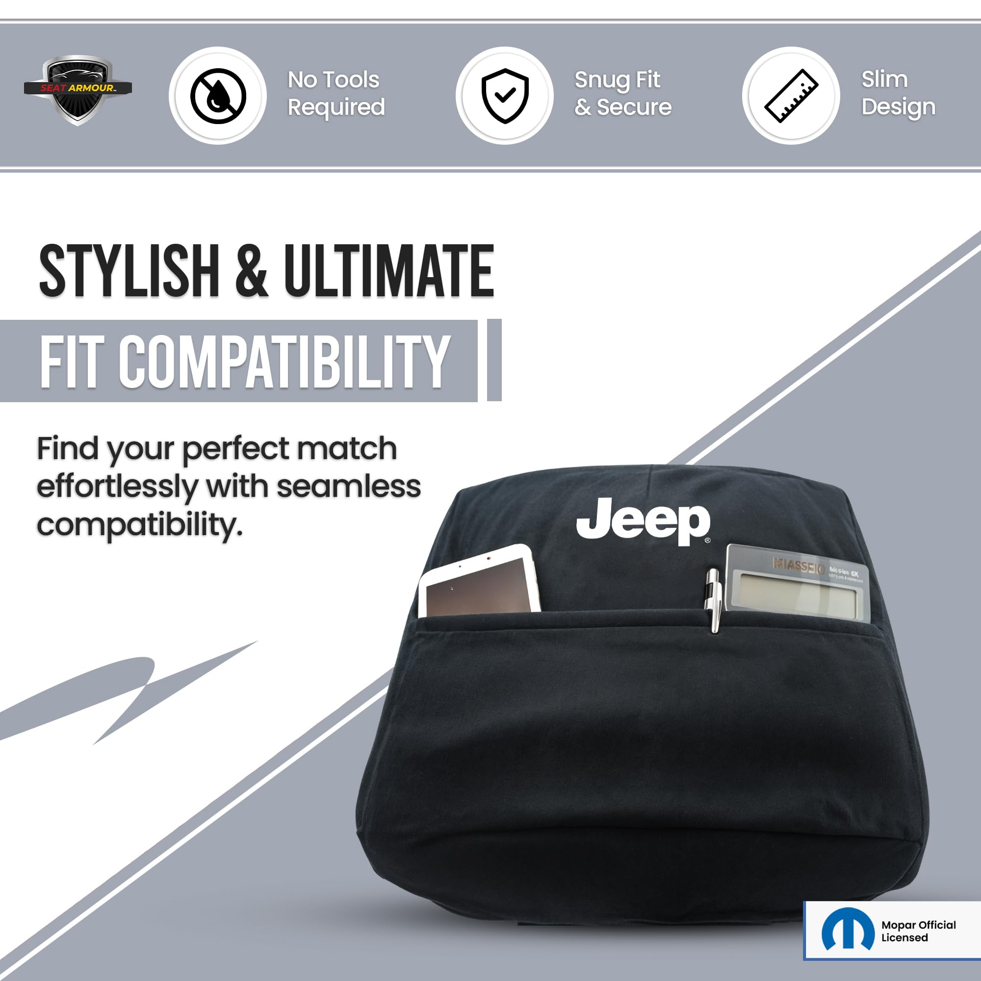 Konsole Armour Center Console Cover for Jeep Wrangler JL (2018–2022) – Custom Fit Protection with Premium Embroidered Jeep Logo – Officially Licensed, Soft & Durable