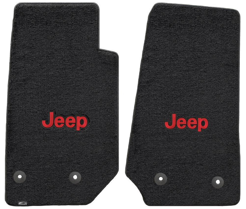 Lloyd Mats 2 Piece Velourtex Black Carpet Floor Mats w/Red Jeep Logo for Jeep Wrangler (2014-On)