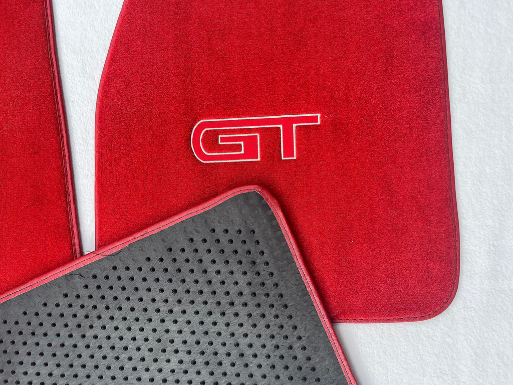 ACC Part Compatible with 1979-1993 Ford Mustang - 4PC Red Carpet Floor Mats with GT Logo on Fronts