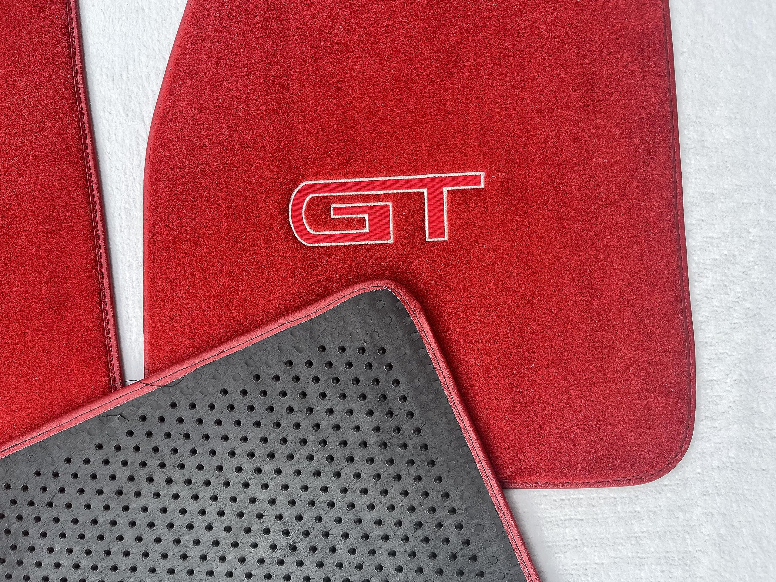 ACC Part Compatible with 1979-1993 Ford Mustang - 4PC Red Carpet Floor Mats with GT Logo on Fronts