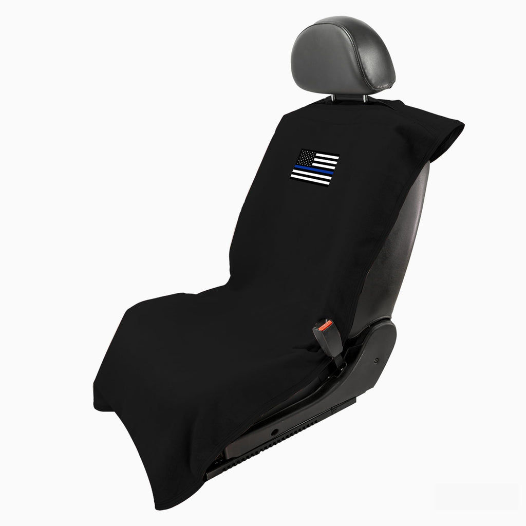 Seat Armour Seat Protector Towel – Police Design – Soft Machine Washable Car Seat Cover Towel – Easy to Install, Multipurpose Car Seat Towel – Black