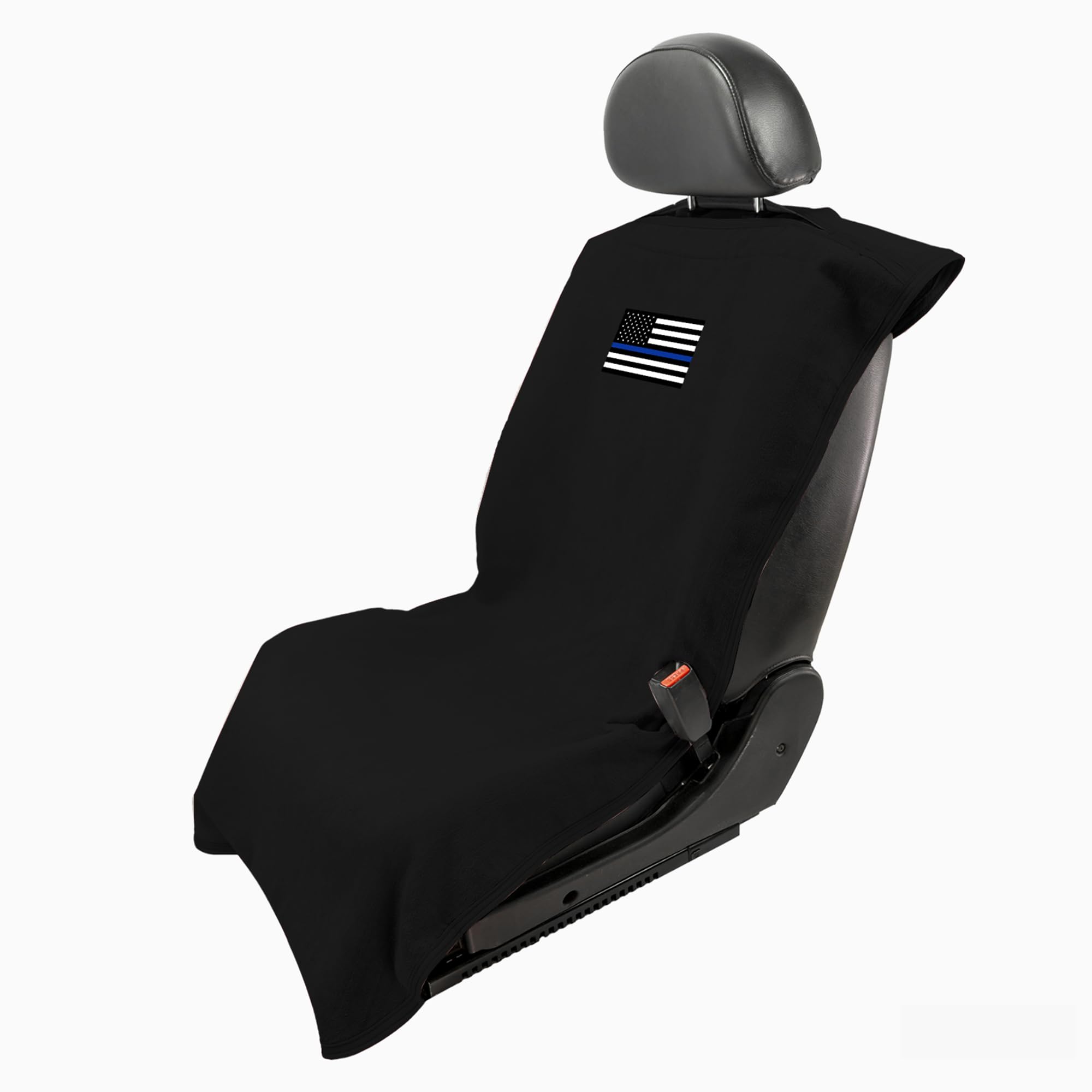 Seat Armour Seat Protector Towel – Police Design – Soft Machine Washable Car Seat Cover Towel – Easy to Install, Multipurpose Car Seat Towel – Black