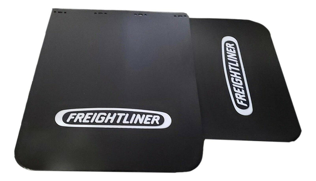 Freightliner Semi-Truck 24" x 30" Black Polyurethane Mud Flaps w/Logo - 2 (1 Pair)