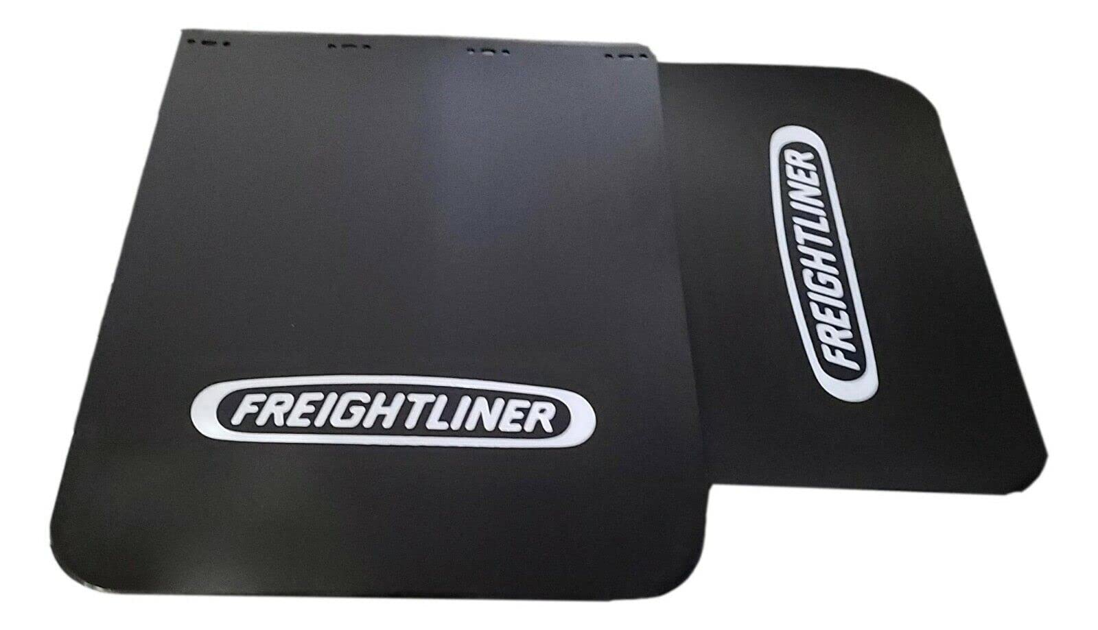 Freightliner Semi-Truck 24" x 30" Black Polyurethane Mud Flaps w/Logo - 2 (1 Pair)