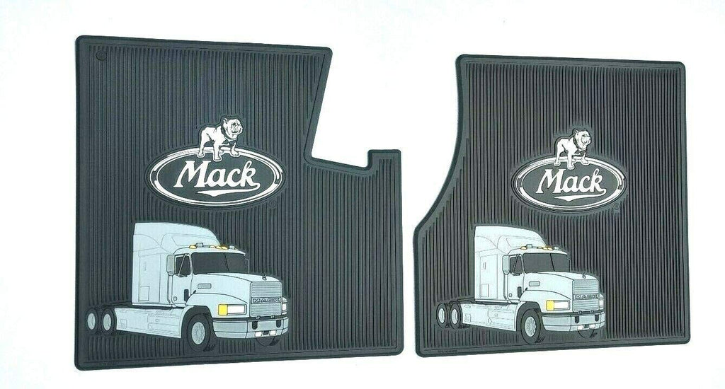 Mack Truck Black Rubber OEM Floor Mats with Double Logo Fits CH (with Pre-Emissions Engine)