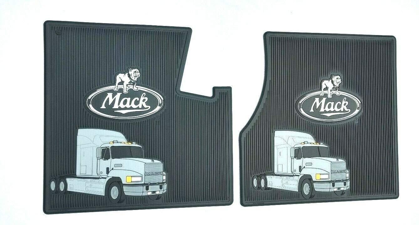 Mack Truck Black Rubber OEM Floor Mats with Double Logo Fits CH (with Pre-Emissions Engine)