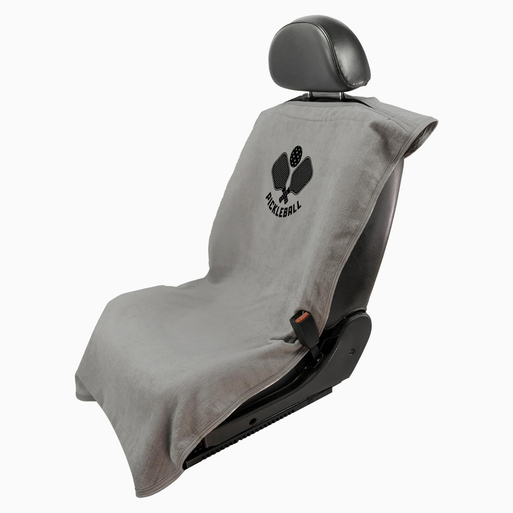 Seat Armour Seat Protector Towel – Pickleball Design – Soft Machine Washable Car Seat Cover Towel – Easy to Install, Multipurpose Car Seat Towel – Gray