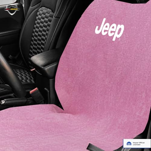 Seat Armour - Pink Seat Towel Cover/Protector with Jeep Logo – Soft, Machine Washable Car Seat Towel – Easy to Install & Multipurpose Protection