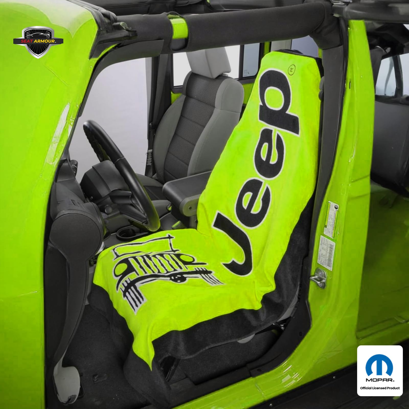 Seat Armour Jeep Seat Towel - Universal Fit Soft Machine Washable Jeep Towel - Easy Install, Multipurpose Towel2Go Seat Cover for Jeep - Lime Green