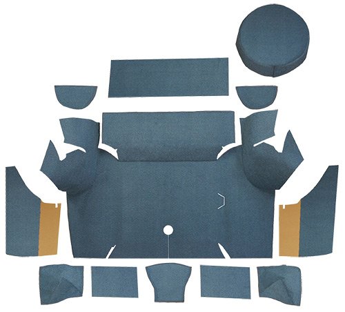 Die Cut Nylon Complete Trunk Mat - fits 1967-1968 Ford Mustang Coupe Trunk Kit with Boards (Black)