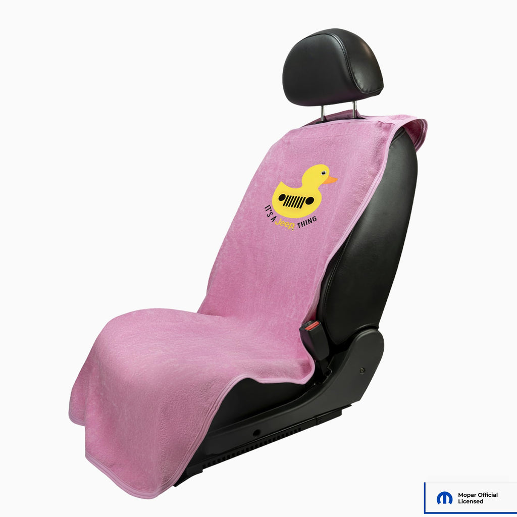 Seat Armour - Pink Cotton Seat Towel Cover with Yellow Duck Logo – Soft, Absorbent & Machine Washable – Easy to Install & Multipurpose Protection