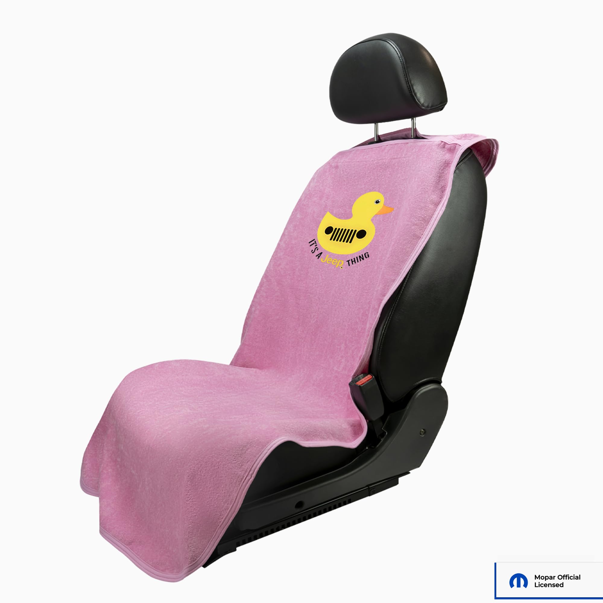 Seat Armour - Pink Cotton Seat Towel Cover with Yellow Duck Logo – Soft, Absorbent & Machine Washable – Easy to Install & Multipurpose Protection