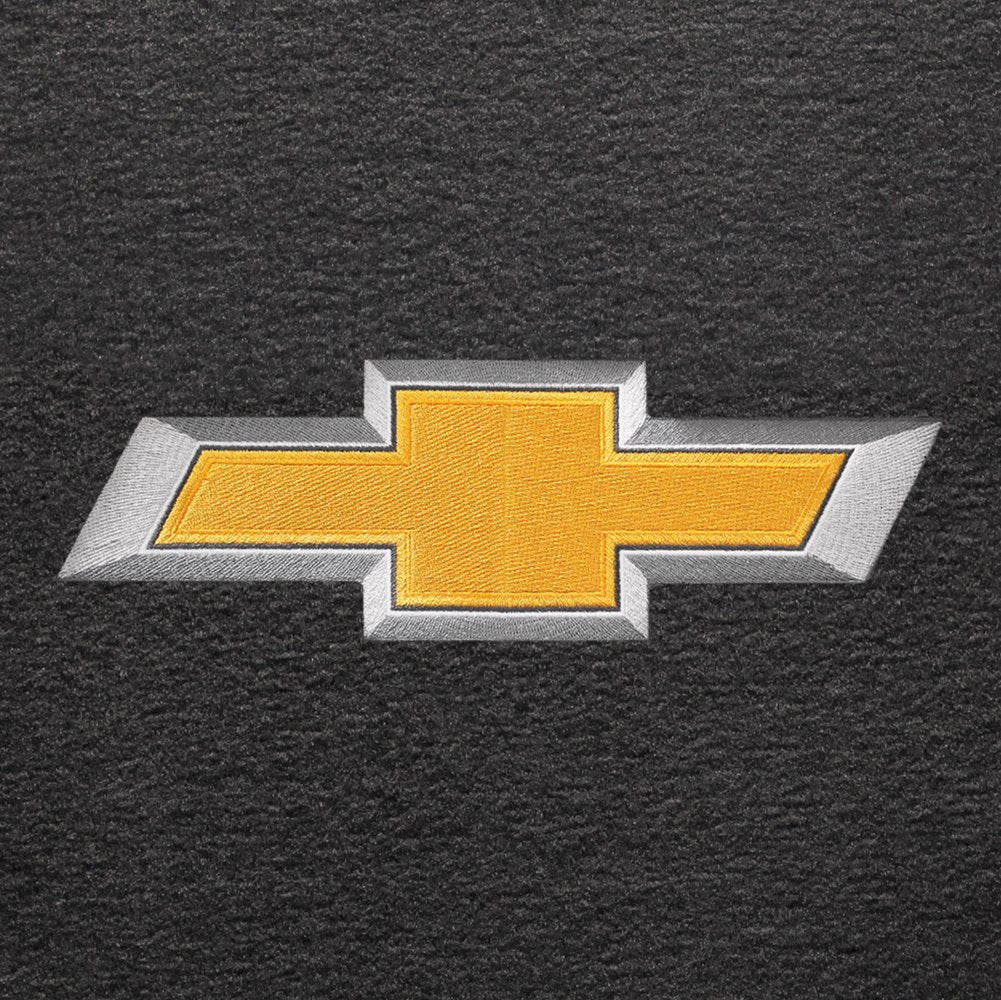 Lloyd Mats 2 Piece Velourtex Ebony Carpet Floor Mats w/Gold Filled Chevy Logo for Chevy Silverado 1500 Double/Crew Cab (2014-On)