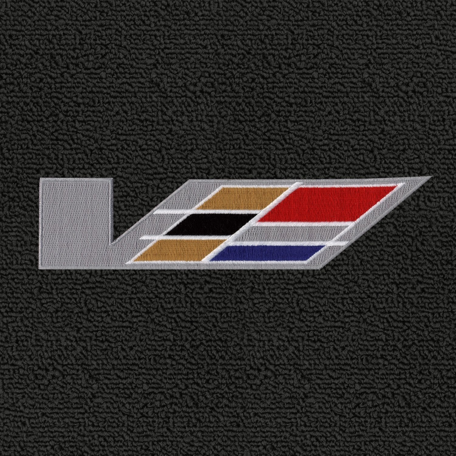 Lloyd Mats ® - Classic Loop Ebony Front Floor Mats for Cadillac CTS-V 2004-07 with V Series Flag Logo Applique