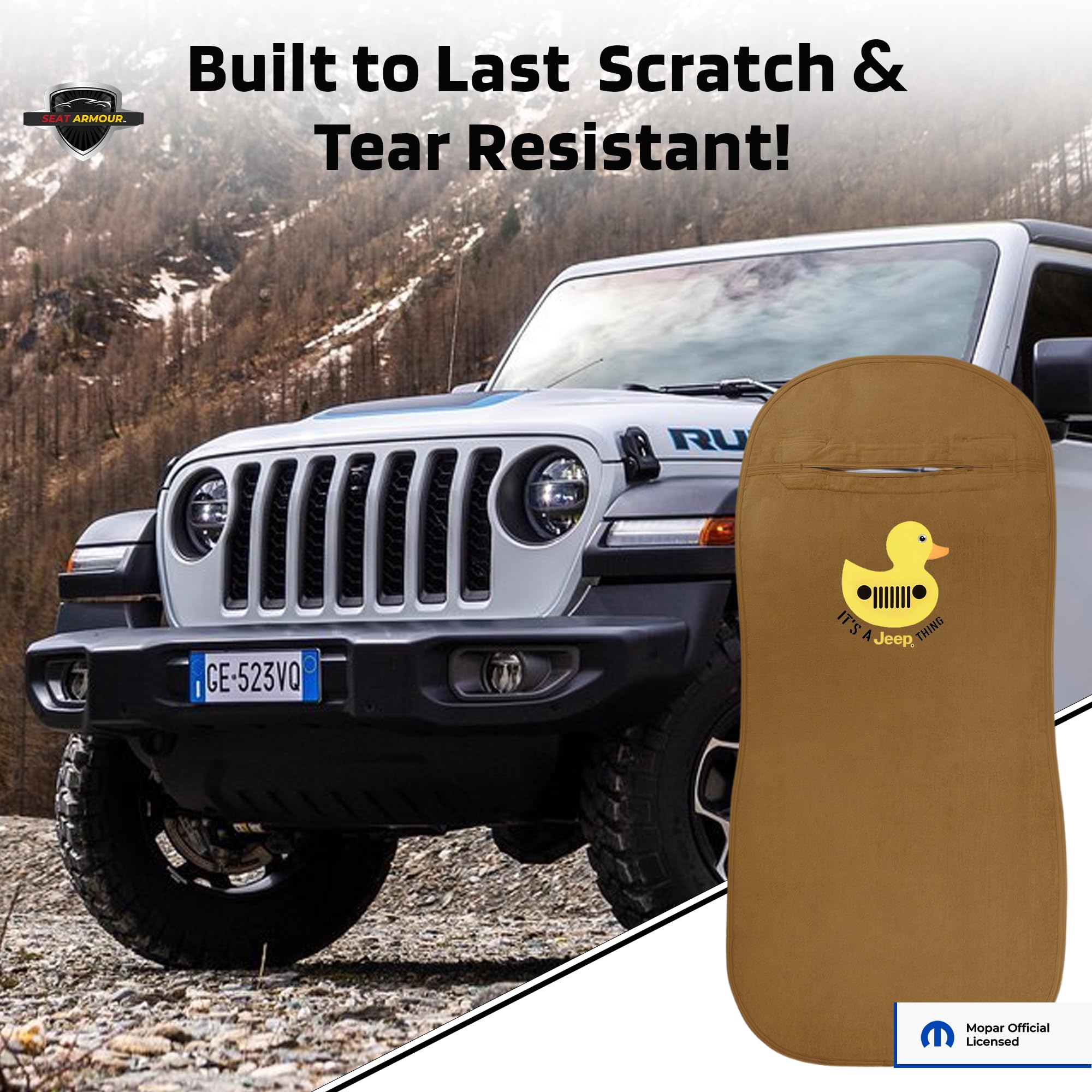 Jeep Duck Dual-Purpose Towel & Car Seat Cover – Soft, Absorbent & Machine Washable – Easy to Use, Multipurpose Protection – Tan
