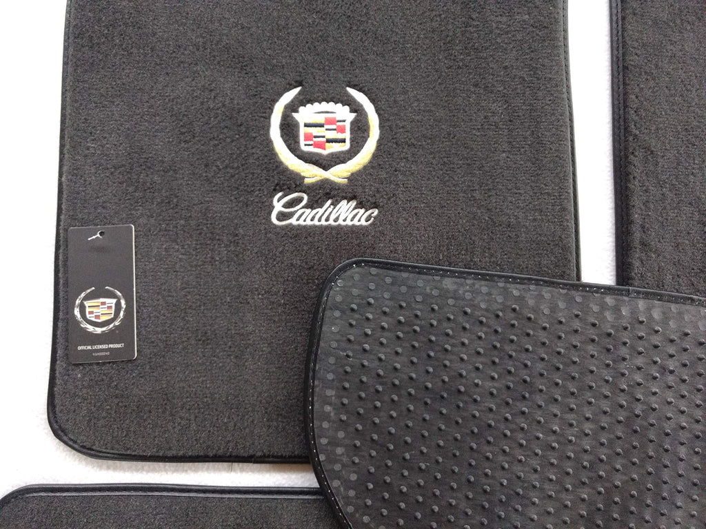 ACC Mats Compatible with 2003-2007 Cadillac CTS 4 Piece Ebony Carpet Floor Mats w/Double Silver/Gold Logo on Fronts