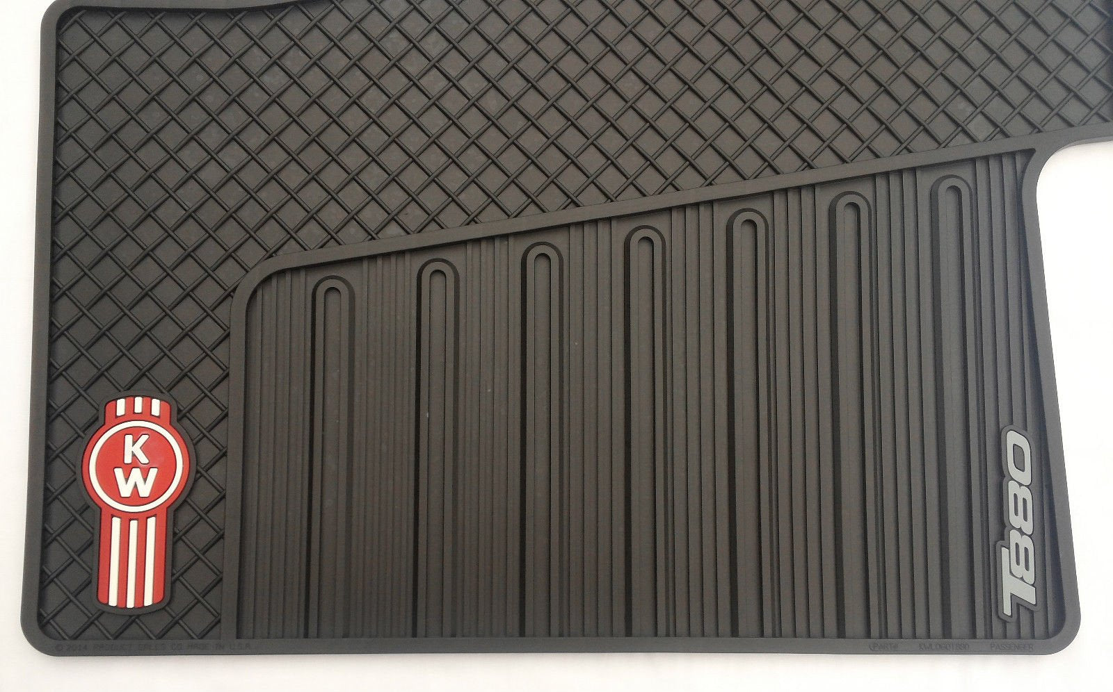 Kenworth OEM T880 Black Rubber Floor Mats w/Red Logo Fits 2014-2020 - All-Weather/Terrain