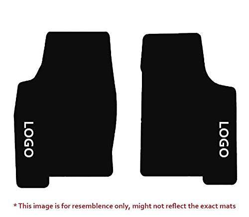Lloyd Mats ® - Velourtex Black Front Floor Mats for Cadillac SRX 2004-14 with Sideways Silver Cadillac Crest and SRX Lettering Applique