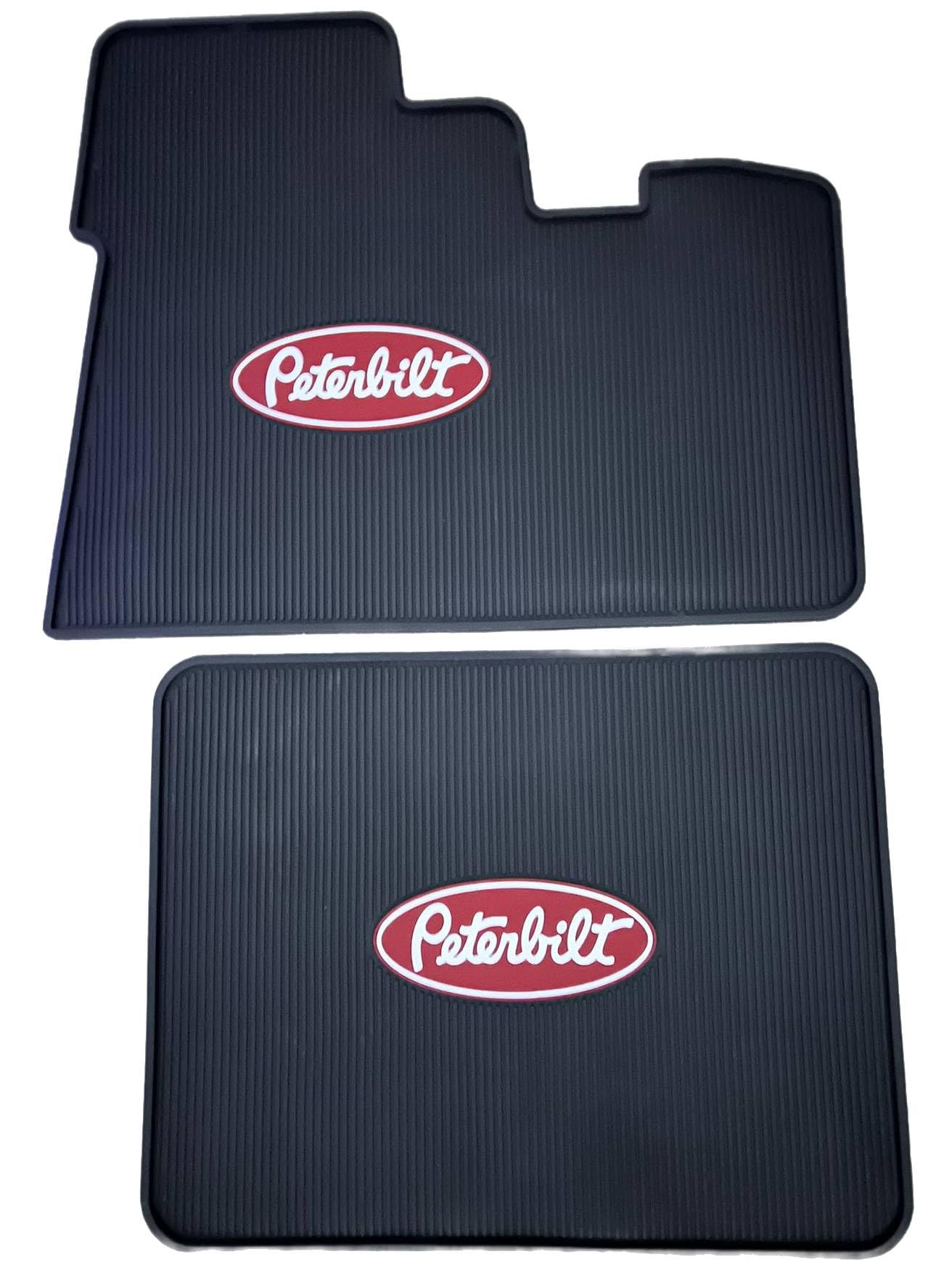 Peterbilt Logo Rubber Semi Truck Front Floor Mat Set | 2004 & Older - Part # FMPBV3000A-NG