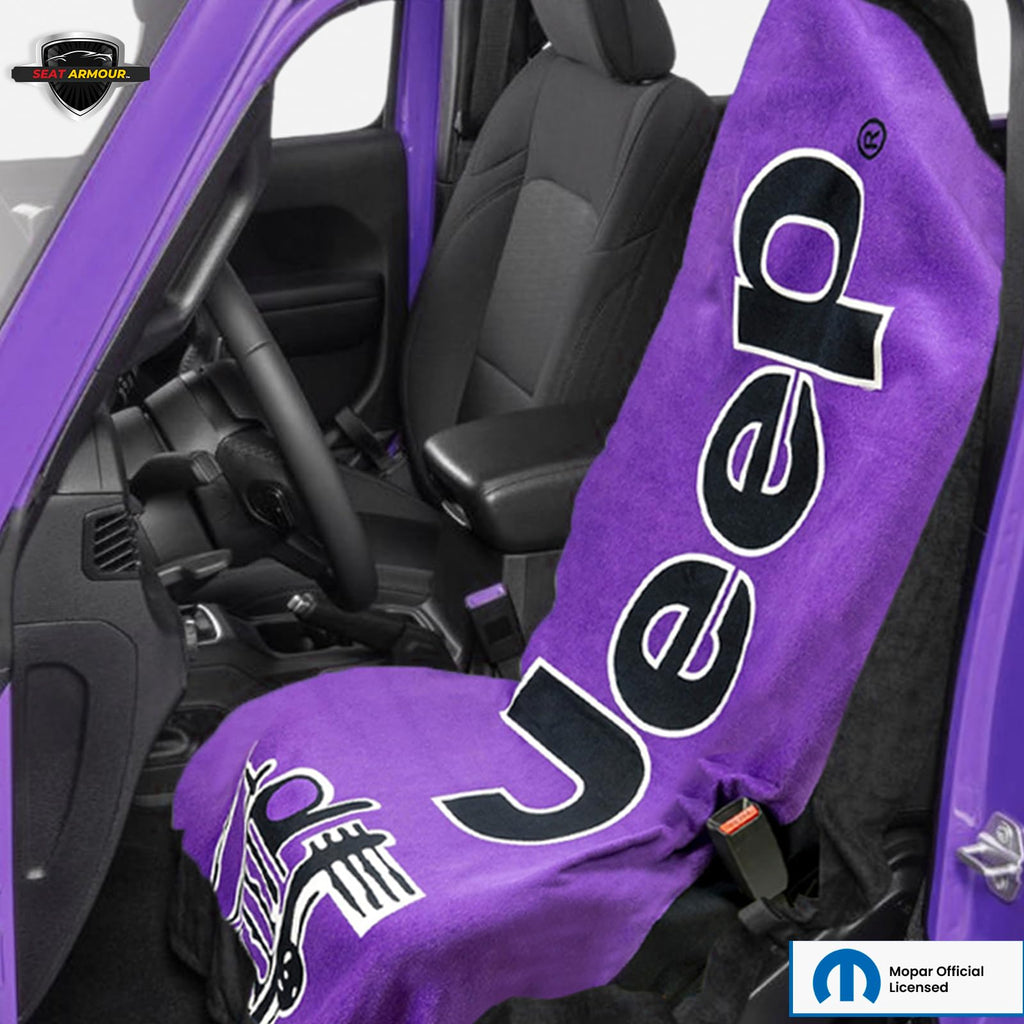 Seat Armour Jeep Seat Towel - Universal Fit Soft Machine Washable Jeep Towel - Easy Install, Multipurpose Towel2Go Seat Cover for Jeep - Purple