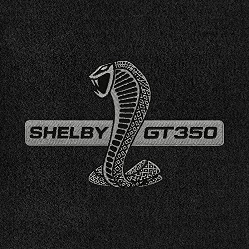 Lloyd Mats ® - Velourtex Ebony Front Floor Mats for Mustang Shelby 1965-70 with Shelby Snake GT350 Emblem