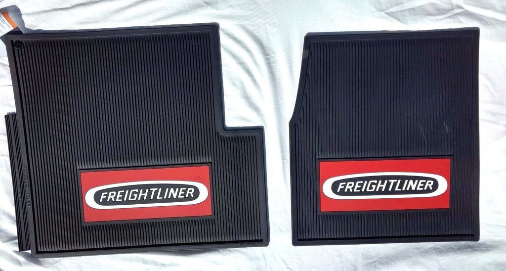 Freightliner Classic & Classic XL & FLD Black All-Weather Rubber Floor Mats OEM with Truck Logo - Fits All Years