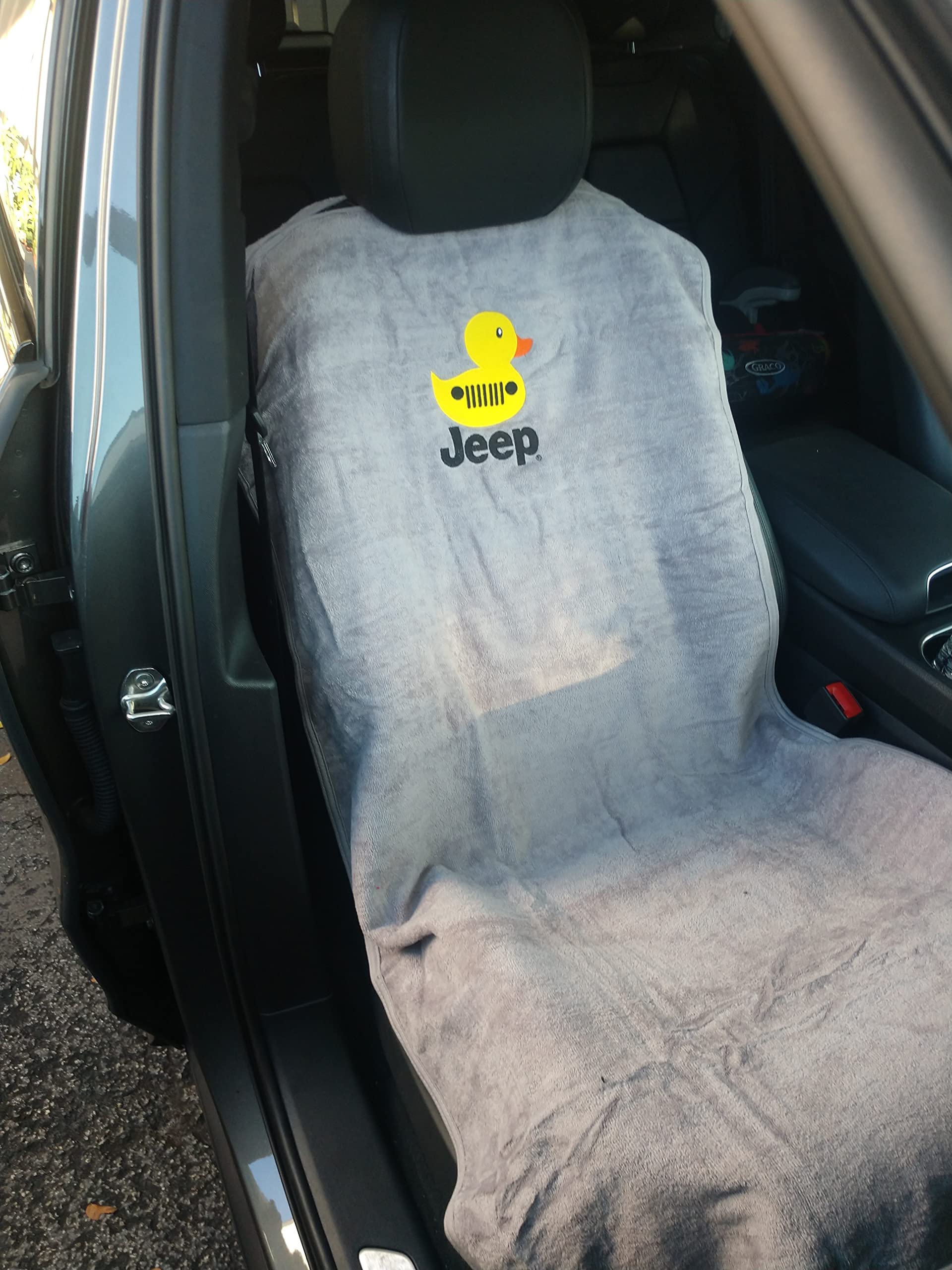 Jeep Duck Dual Purpose Towel/Car Seat Cover - Washable Cotton Drapes Over Headrest