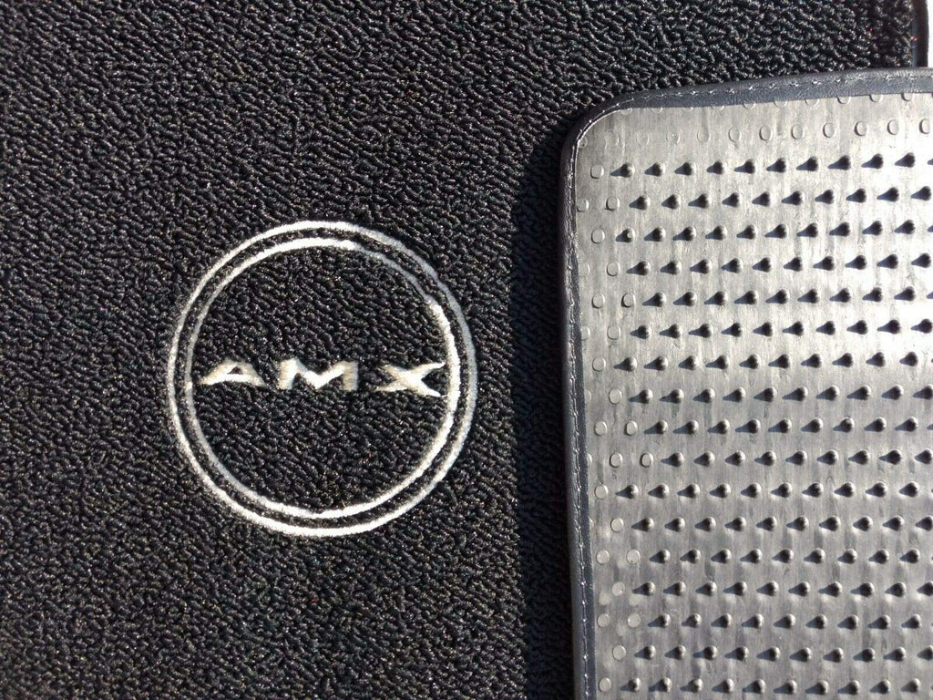 ACC Mats Compatible with 1968 American Motors AMX - Black Custom Carpet Floor Mats Featuring Licensed Silver AMX Logo