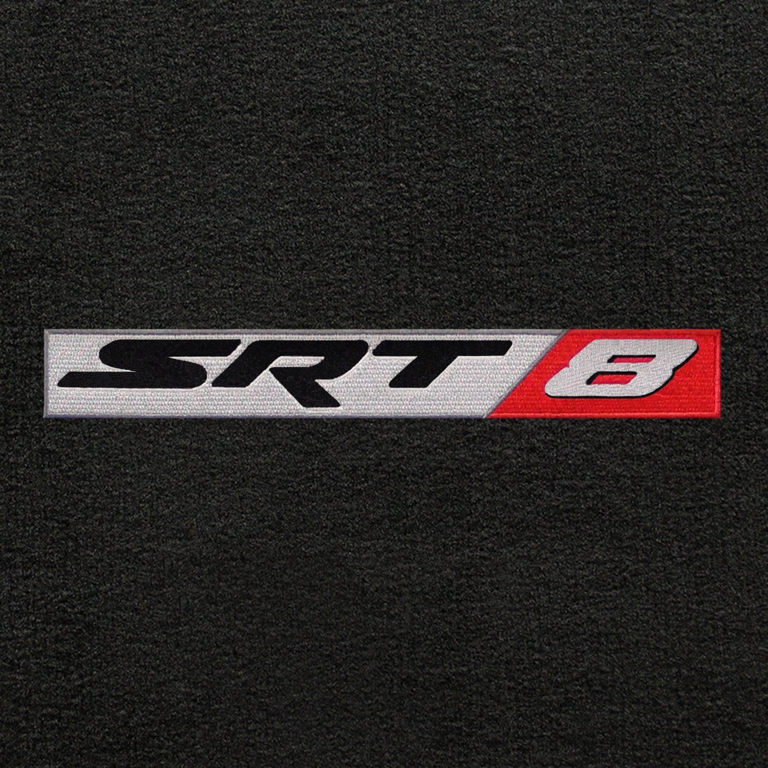2011-2014 Challenger 4pc Ebony Black Front & Rear Floor Mats with SRT-8 Logo in Red & Silver