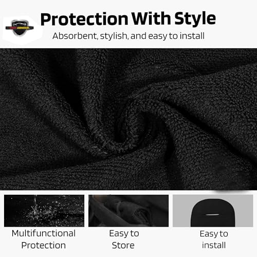 Seat Armour Seat Protector Towel – Pickleball Design – Soft Machine Washable Car Seat Cover Towel – Easy to Install, Multipurpose Car Seat Towel – Black