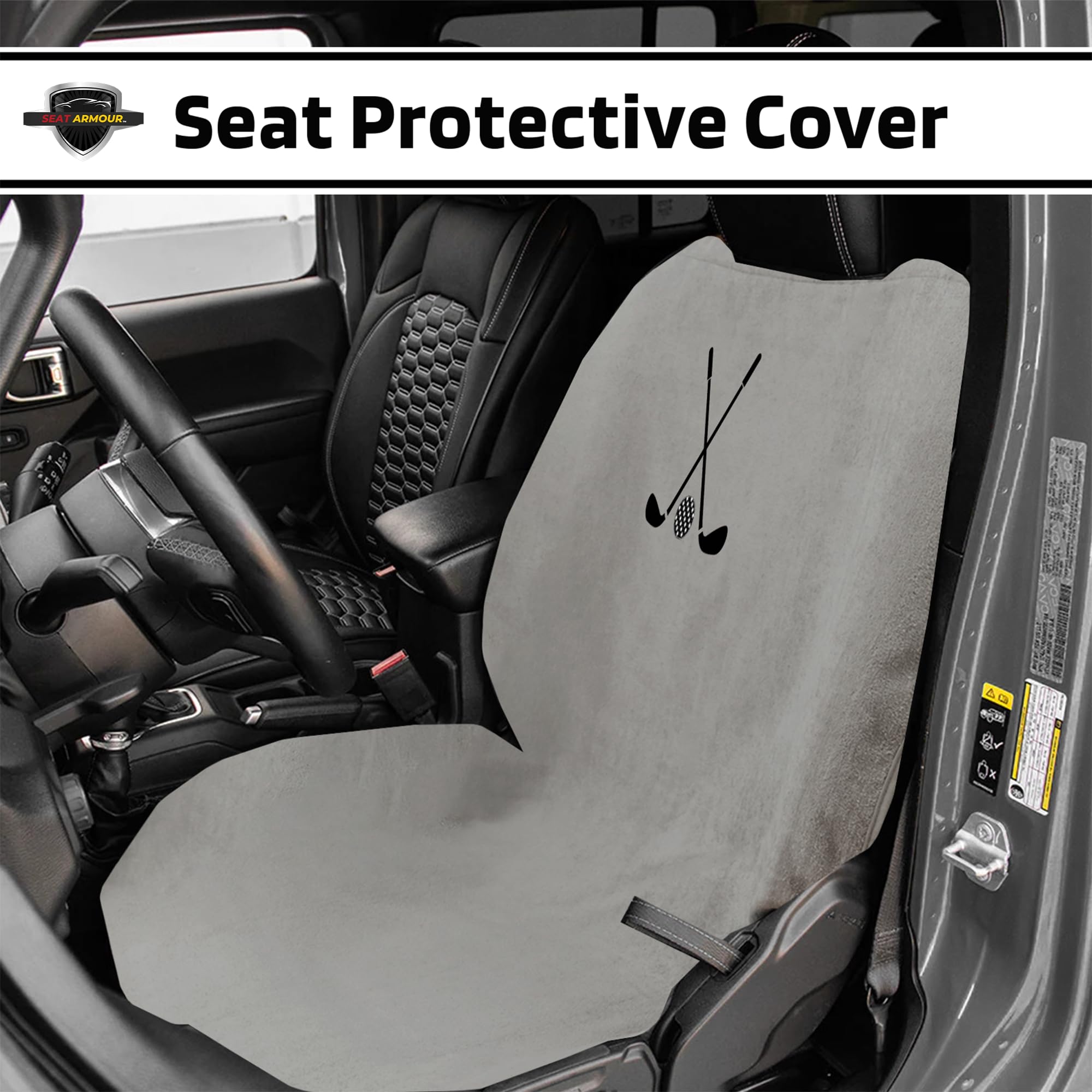 Clubs & Ball Logo Seat Towel/Cover – Soft, Absorbent & Machine Washable – Gray