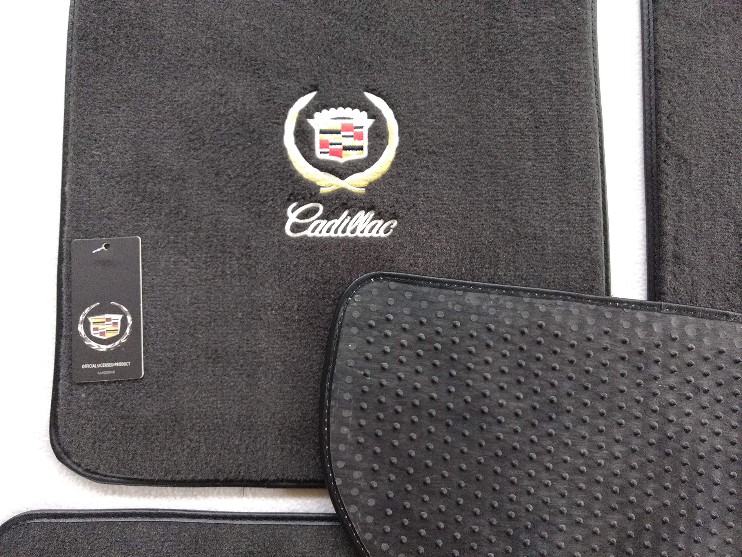 ACC Mats Compatible with 2008-2012 Cadillac CTS 4 Piece Ebony Carpet Floor Mats w/Double Silver/Gold Logo on Fronts