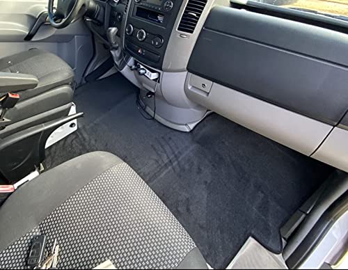 Downard Automotive Part Compatible with Mercedes Benz & Dodge Sprinter Van 1 Piece Front Carpet Floor Mat- Ebony - Fits 2007-2018 Without Code H00