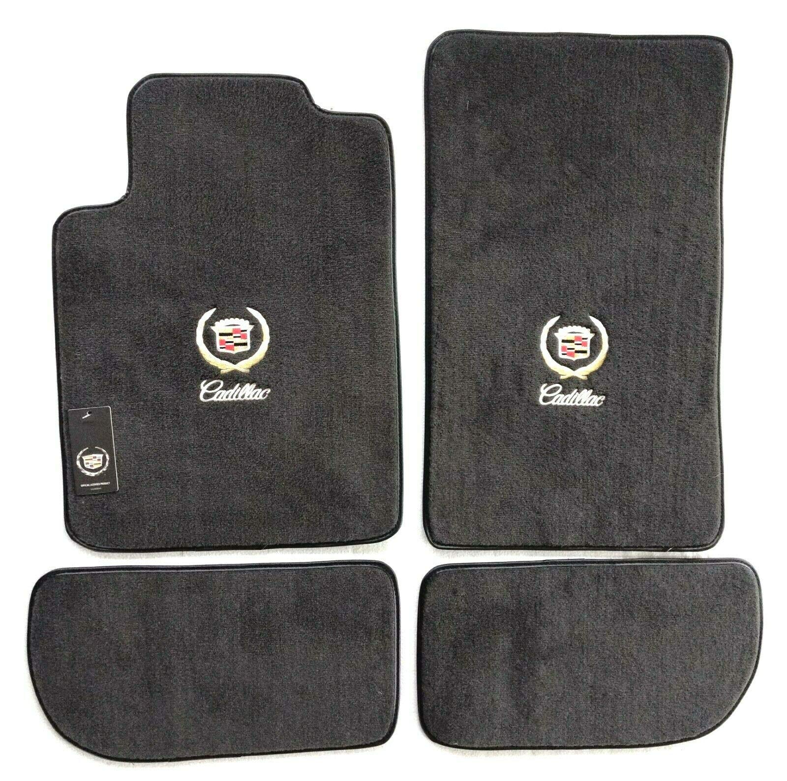 ACC Mats Compatible with 2008-2012 Cadillac CTS 4 Piece Ebony Carpet Floor Mats w/Double Silver/Gold Logo on Fronts