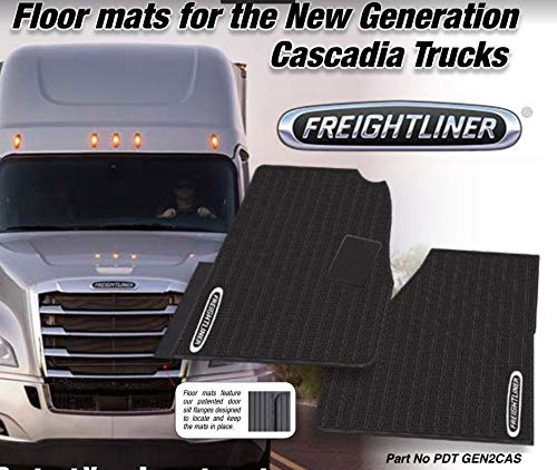 Freightliner Cascadia Rubber All-Weather OEM Floor Mats W/Logo fits 2018-2025-2 Pc Fronts